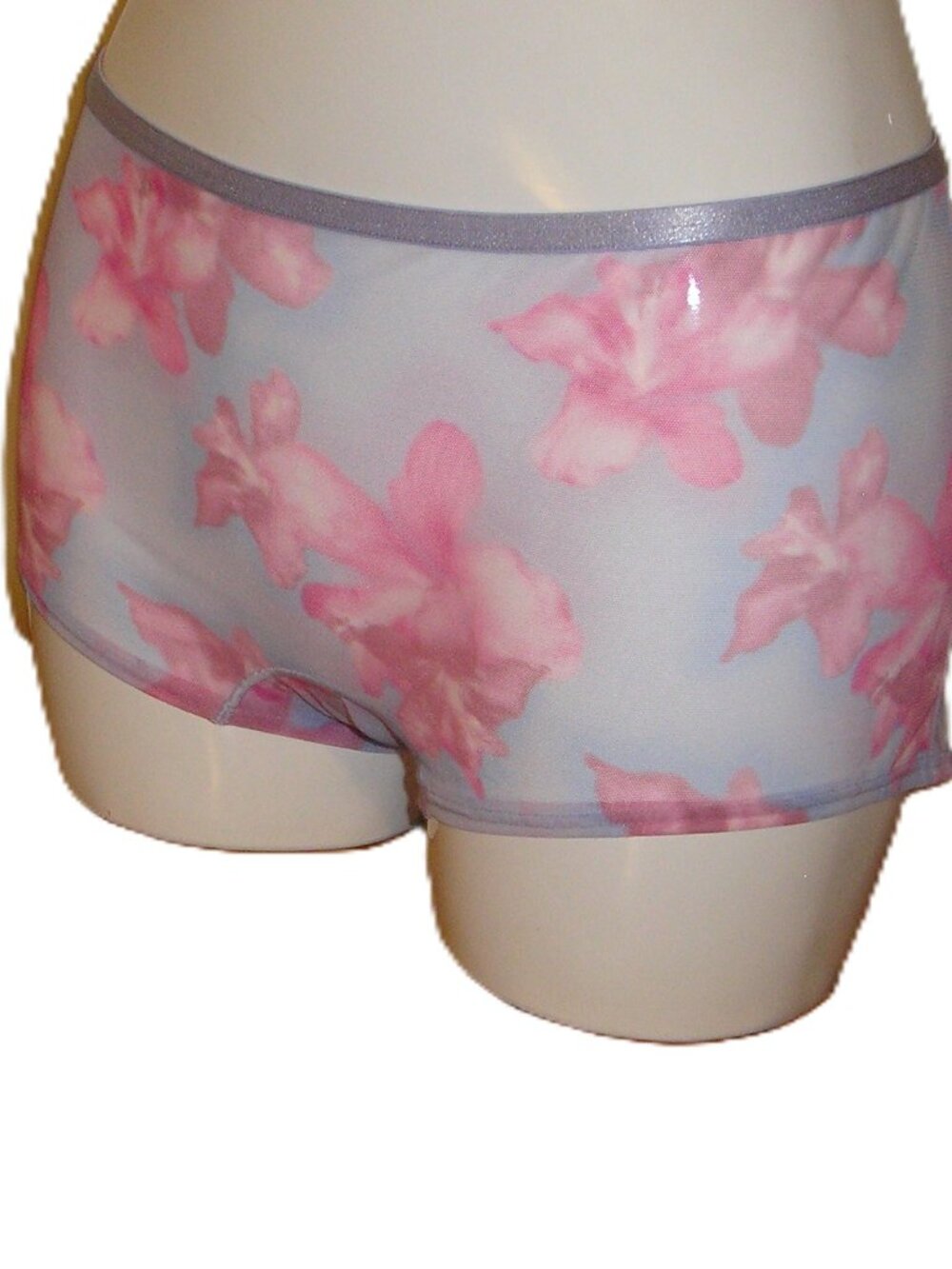 Victoria's Secret Pink - Floral Purple Mesh Shortie Boyshorts Panties, Large